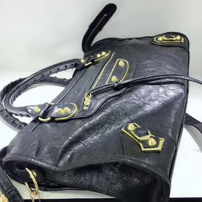 BALENCIAG巴黎世家 Balenciaga city S 平金 38cm 限量的爆裂紋羊皮 手提肩背斜挎包  BL1753